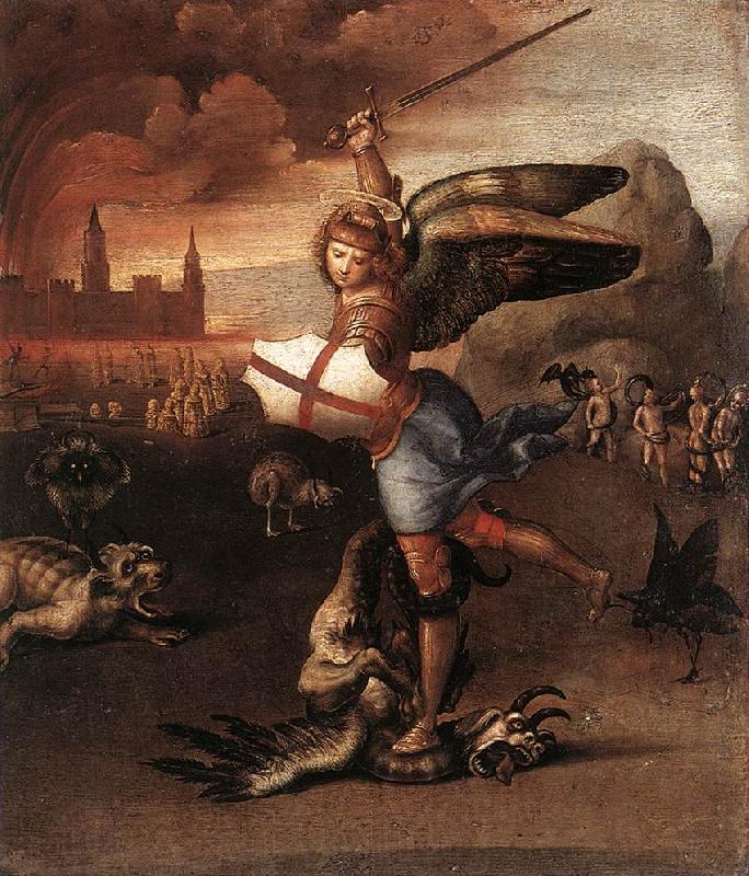 RAFFAELLO Sanzio St Michael and the Dragon sdr Norge oil painting art